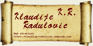 Klaudije Radulović vizit kartica